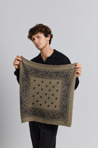 Echarpe Bandana Presley En Cachemire - Ledburry Khaki & Noir - Mixte