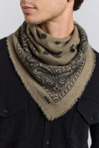 Echarpe Bandana Presley En Cachemire - Ledburry Khaki & Noir - Mixte