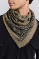 Presley Cashmere Bandana Scarf - Ledburry Khaki & Black - Mixed