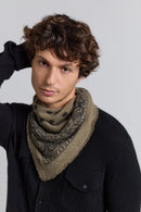 Presley Cashmere Bandana Scarf - Ledburry Khaki & Black - Mixed