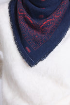 Echarpe Bandana Atlas Presley En Cachemire - Marine & Rouge - Mixte