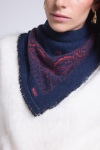 Echarpe Bandana Atlas Presley En Cachemire - Marine & Rouge - Mixte