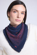 Echarpe Bandana Atlas Presley En Cachemire - Marine & Rouge - Mixte