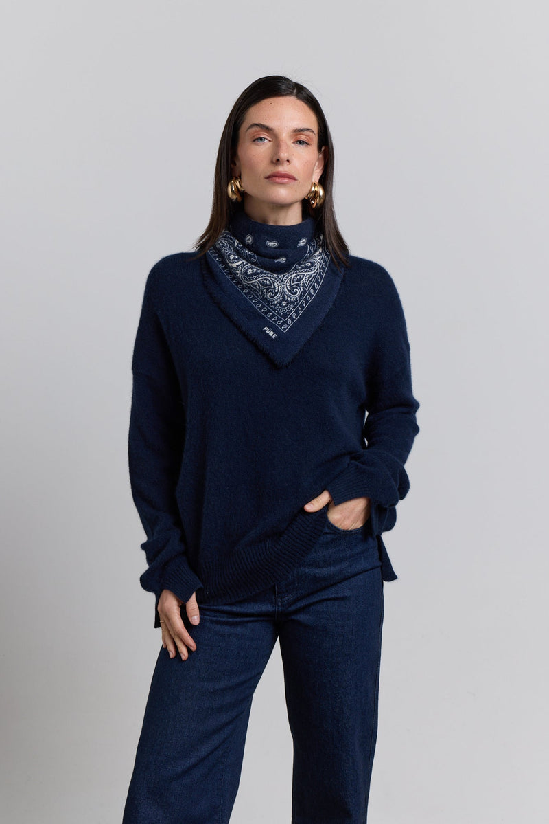 Echarpe Bandana Presley - Marine & Blanc - Mixte