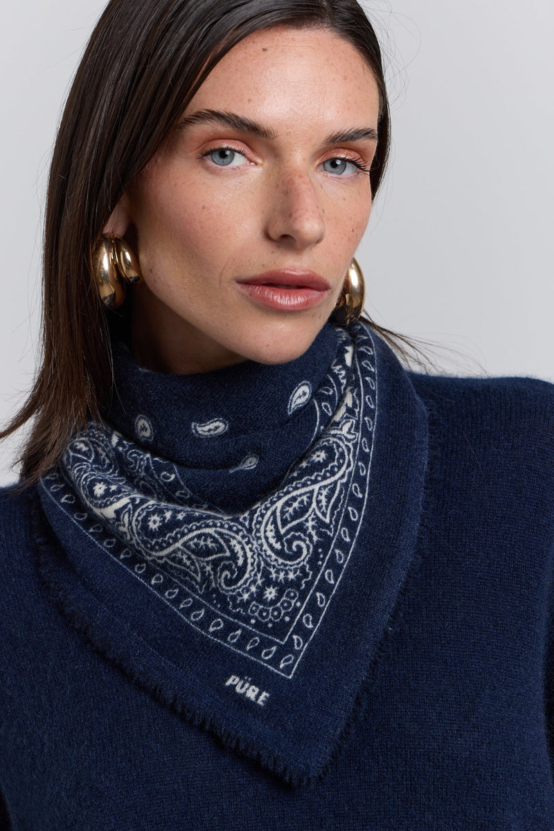 Echarpe Bandana Presley - Marine & Blanc - Mixte