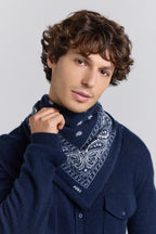 Bufanda bandana Presley de cachemira - Marino y blanco - Unisex