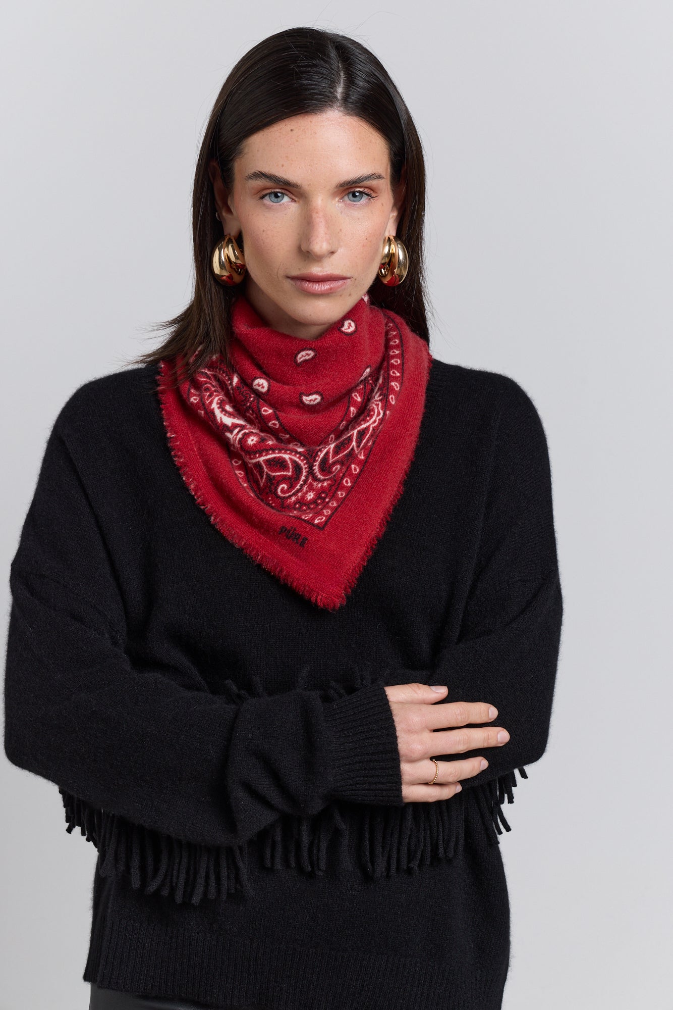 Pañuelo Bandana Presley En Cachemira - Rojo & Negro - Mixto