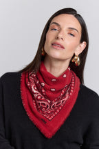 Presley Cashmere Bandana Scarf - Red & Black - Unisex