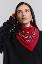 Presley Cashmere Bandana Scarf - Red & Black - Unisex