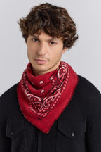 Presley Cashmere Bandana Scarf - Red & Black - Unisex