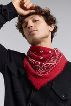 Presley Cashmere Bandana Scarf - Red & Black - Unisex