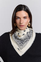 Presley Cashmere Bandana Scarf - White & Black - Unisex