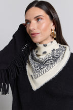 Presley Cashmere Bandana Scarf - White & Black - Unisex