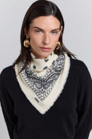 Echarpe Bandana Presley En Cachemire - Blanc & Noir - Mixte