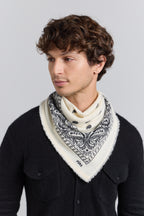 Presley Cashmere Bandana Scarf - White & Black - Unisex