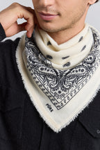 Presley Cashmere Bandana Scarf - White & Black - Unisex