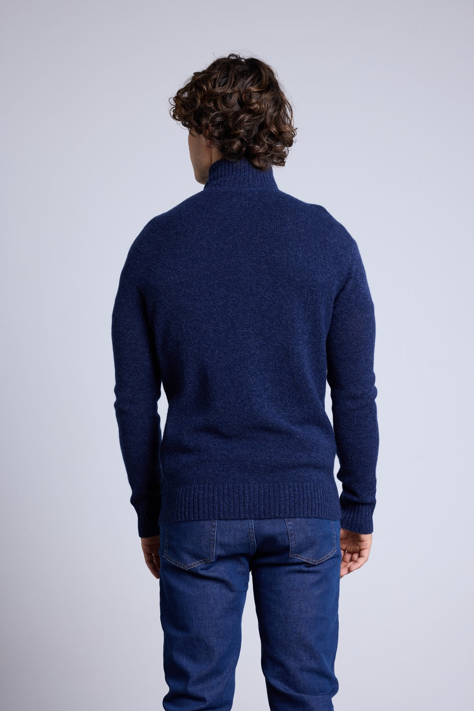 Pull Col Zippe Montant Mouline Presley - Bleu Marine Et Indigo - Homme