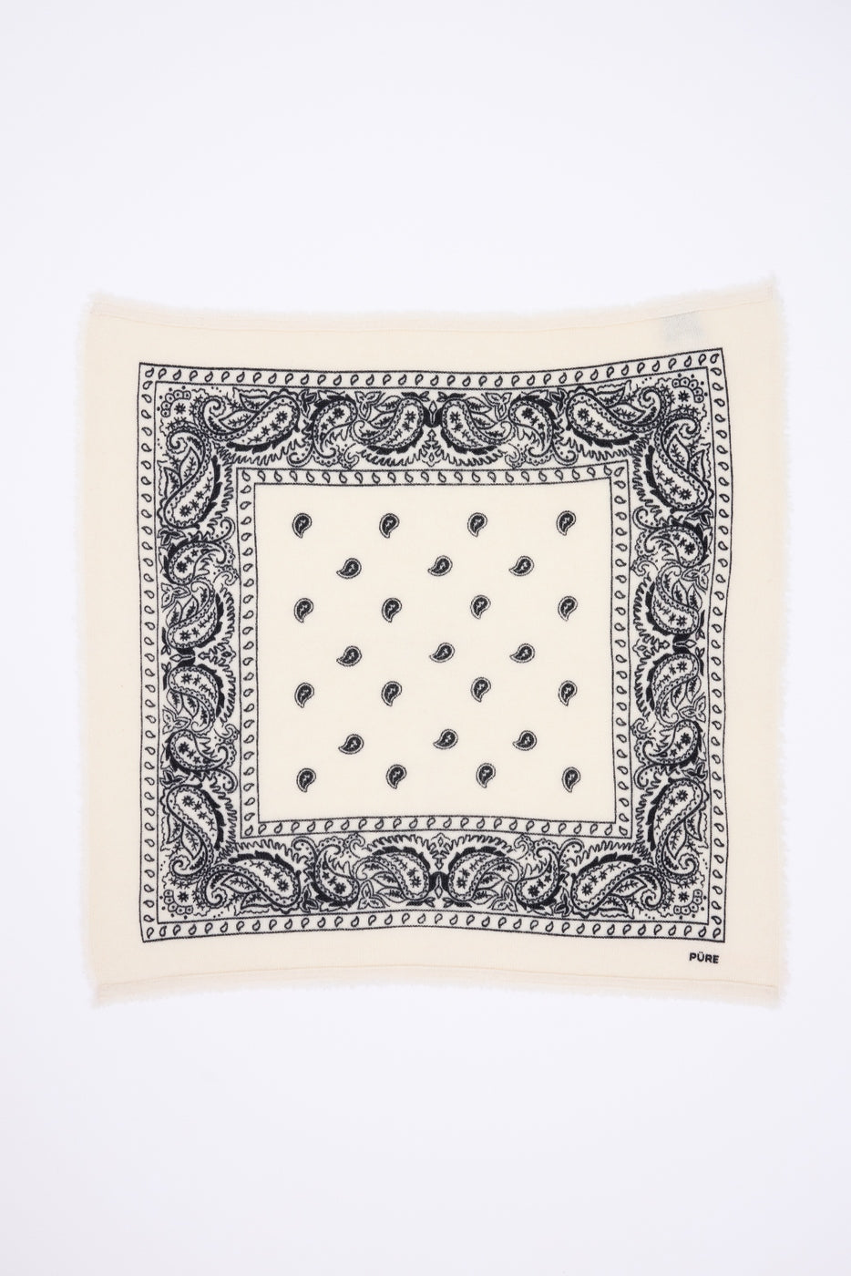 Sciarpa Bandana Presley In Cashmere - Bianco & Nero - Unisex - 100% Cashmere