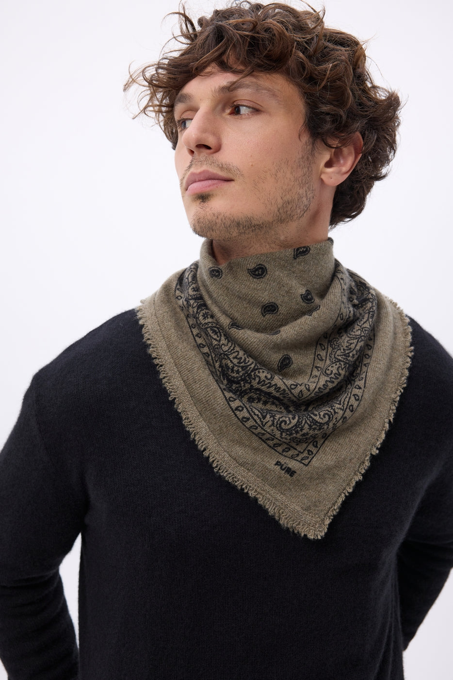 Petit Bandana Presley - Khaki Chine Prnt Noir - Homme