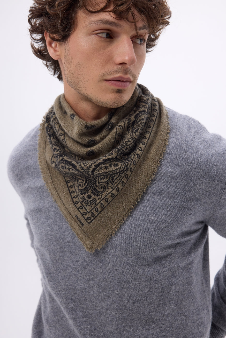 Petit Bandana Presley - Khaki Chine Prnt Noir - Homme