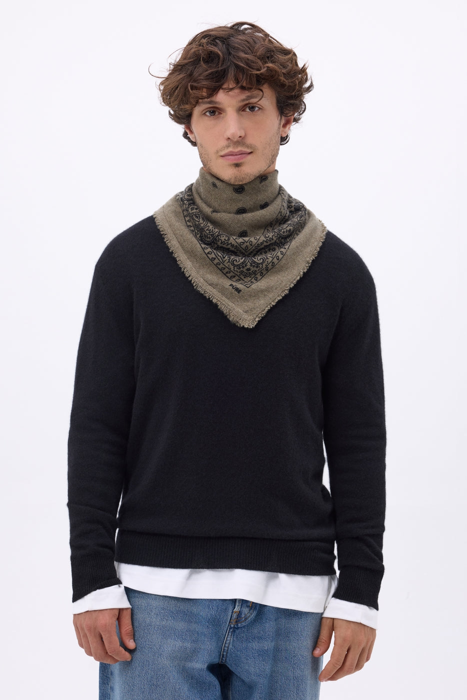 Petit Bandana Presley - Khaki Chine Prnt Noir - Homme