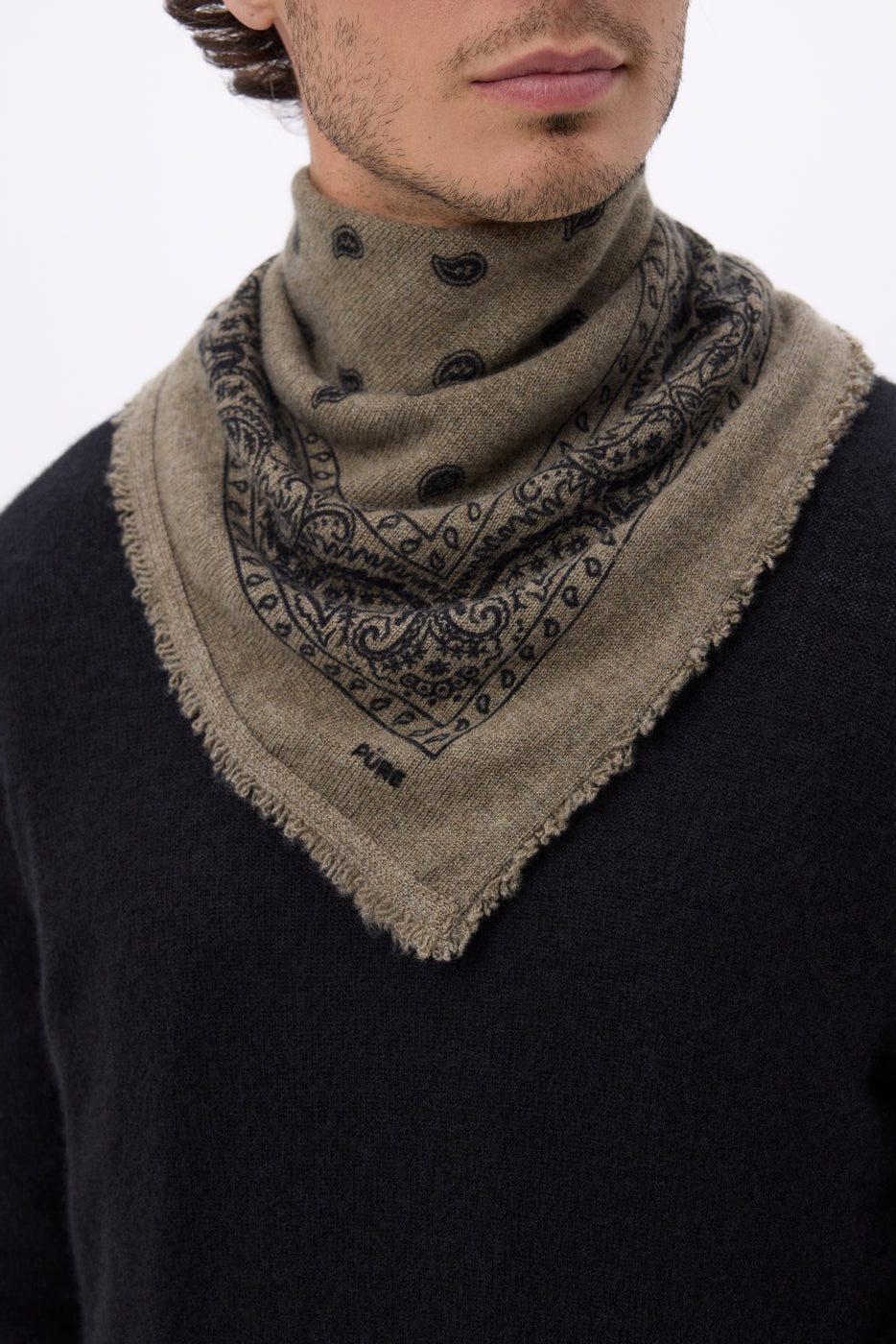 Petit Bandana Presley - Khaki Chine Prnt Noir - Homme
