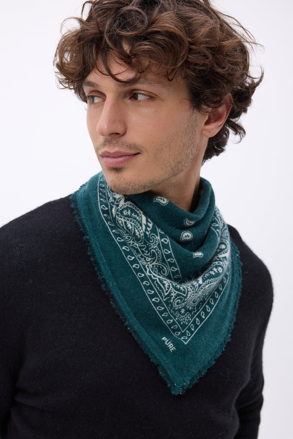 Small Presley Bandana - Bottle Green White - Men