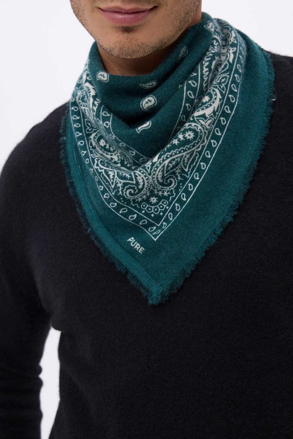 Small Presley Bandana - Bottle Green White - Men