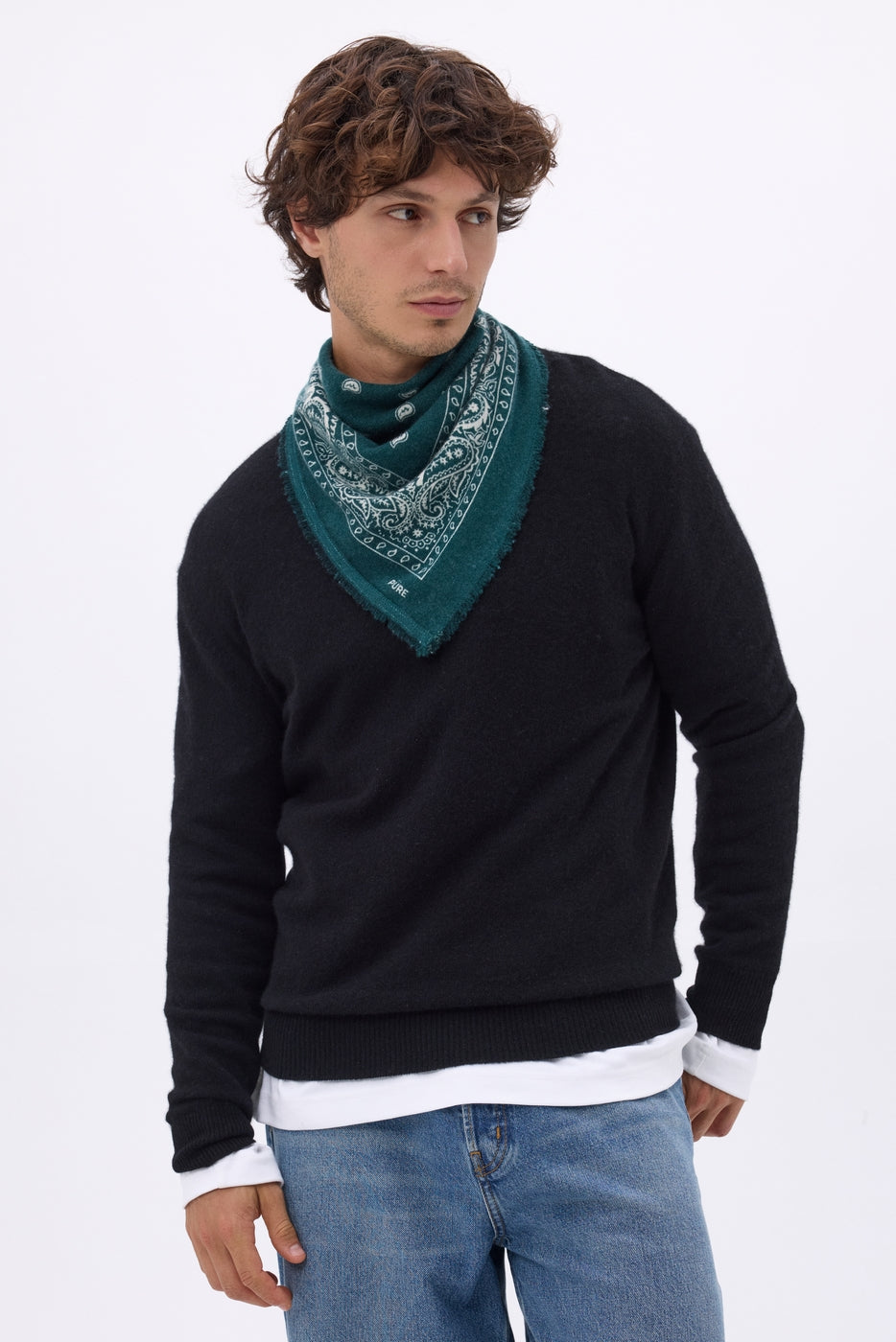 Small Presley Bandana - Bottle Green White - Men