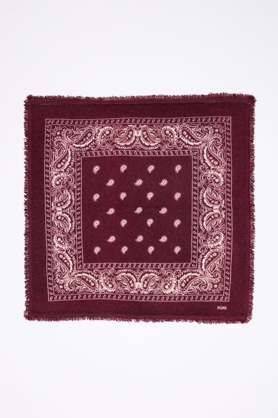 Presley Cashmere Bandana Scarf - Burgundy & White - Unisex