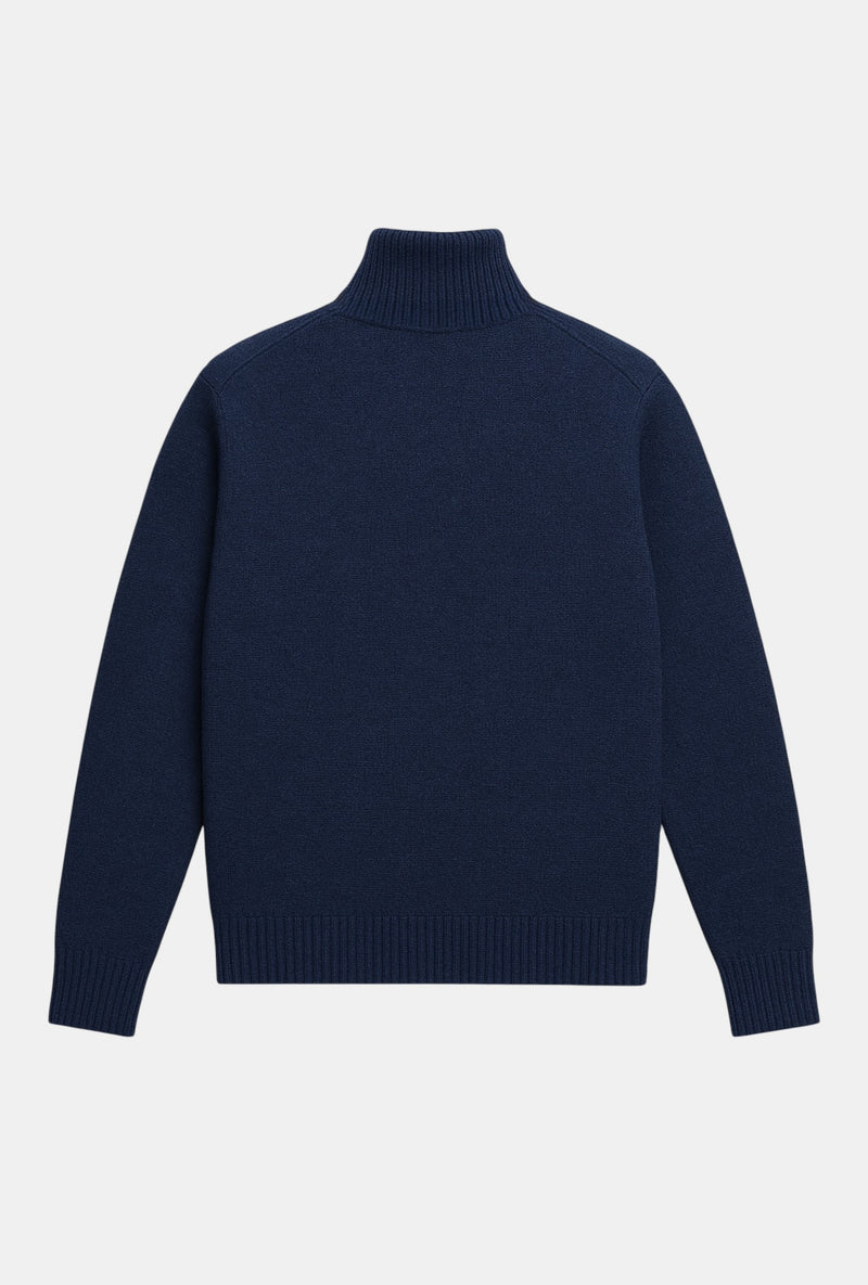Pull Col Zippe Montant Mouline Preston - Bleu Marine Indigo