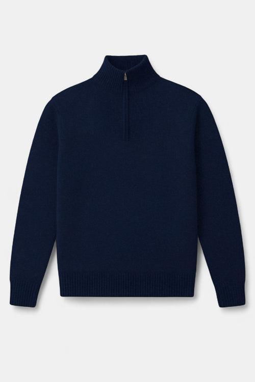 Pull Col Zippe Montant Mouline Preston - Bleu Marine Indigo