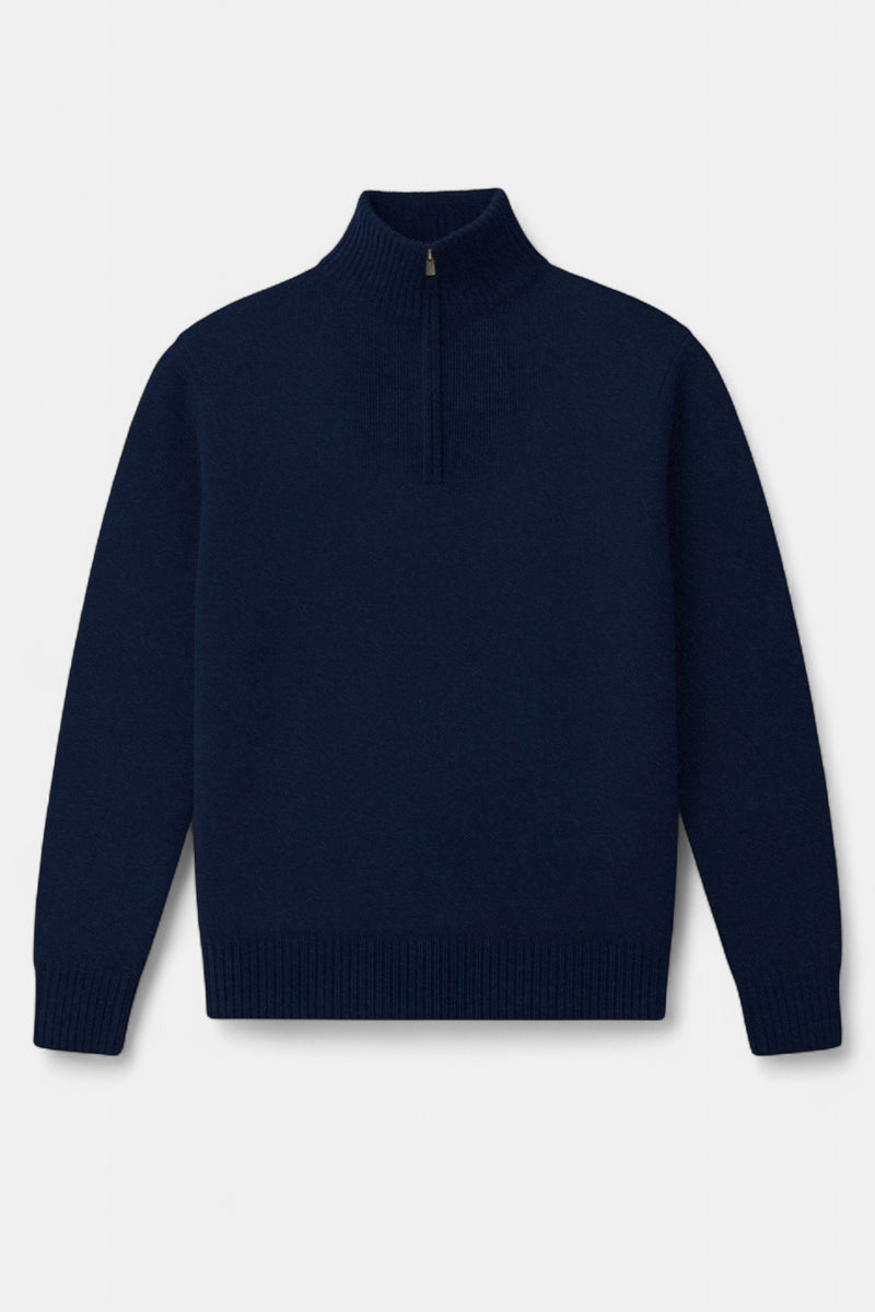 Pull Col Zippe Montant Mouline Preston - Bleu Marine Indigo