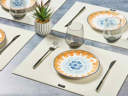 Set De Table Rectangulaire - 6 Pièces - Feutre Recyclé Beige