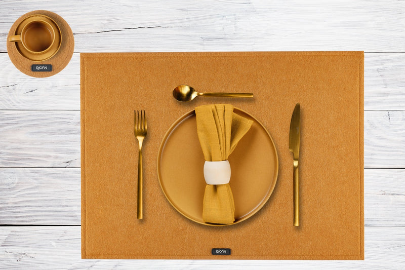 Set De Table Rectangulaire - 6 Pièces - Feutre Recyclé Marron