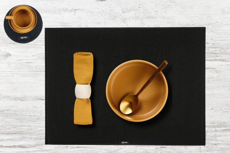 Set De Table Rectangulaire - 6 Pièces - Feutre Recyclé Noir