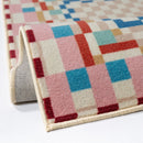 Tapis En Laine Checkered Border