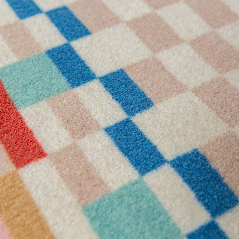 Tapis De Couloir En Laine Checkered Border