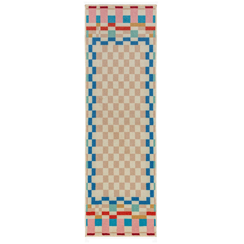 Tapis De Couloir En Laine Checkered Border