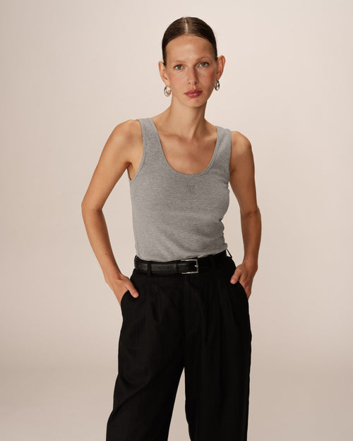 Tank Top With G&M Embroidery Prince Gray