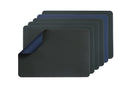Set De Table Rectangulaire Réversible - 6 Pièces - Cuir Recyclé Bleu Nuit Et Gris Anthracite