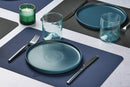 Set De Table Rectangulaire Réversible - 6 Pièces - Cuir Recyclé Bleu Nuit Et Gris Anthracite