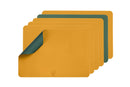 Set De Table Rectangulaire Réversible - 6 Pièces - Cuir Recyclé Jaune Moutarde Et Vert Sapin