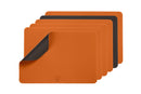 Set De Table Rectangulaire Réversible - 6 Pièces - Cuir Recyclé Orange Et Chocolat