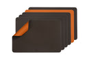 Set De Table Rectangulaire Réversible - 6 Pièces - Cuir Recyclé Orange Et Chocolat