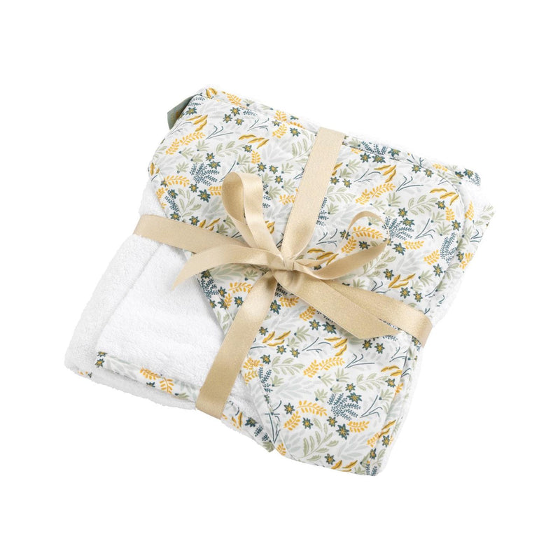 Cape De Bain Et Gant En Coton Blanc