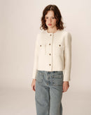 Chaqueta Corta Sin Cuello Crudo Ciruela