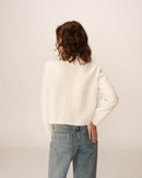 Chaqueta Corta Sin Cuello Crudo Ciruela