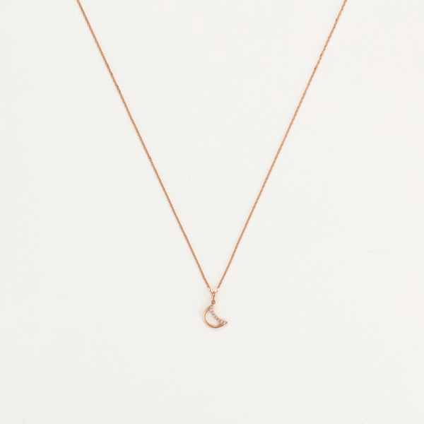 Diamanta – Pendentif "Sinopè", collier en or rose avec un pendentif en forme de croissant de lune
