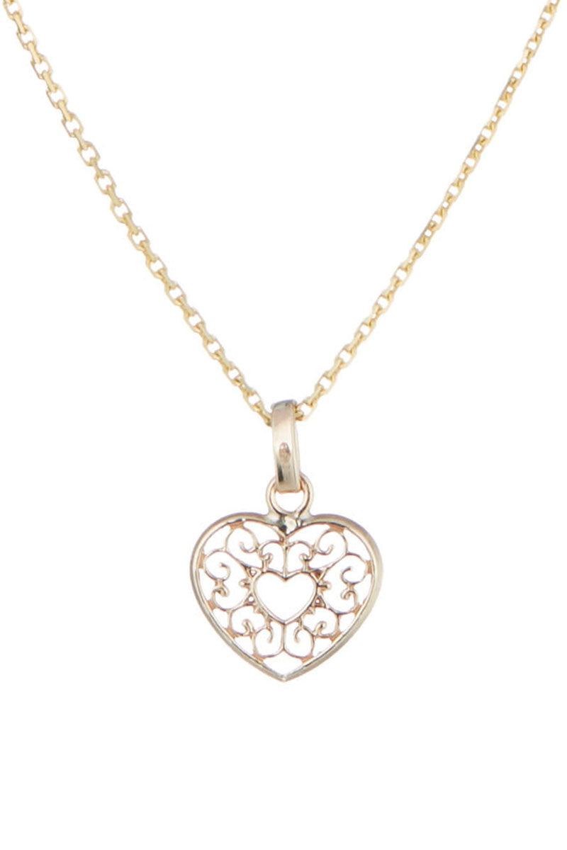 "Arabesque Hearts" Pendant - 375/1000 Yellow Gold